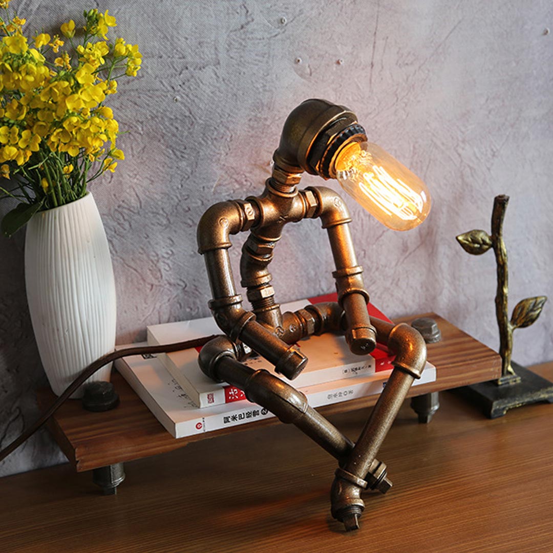 Lampe Steampunk Robot Industriel