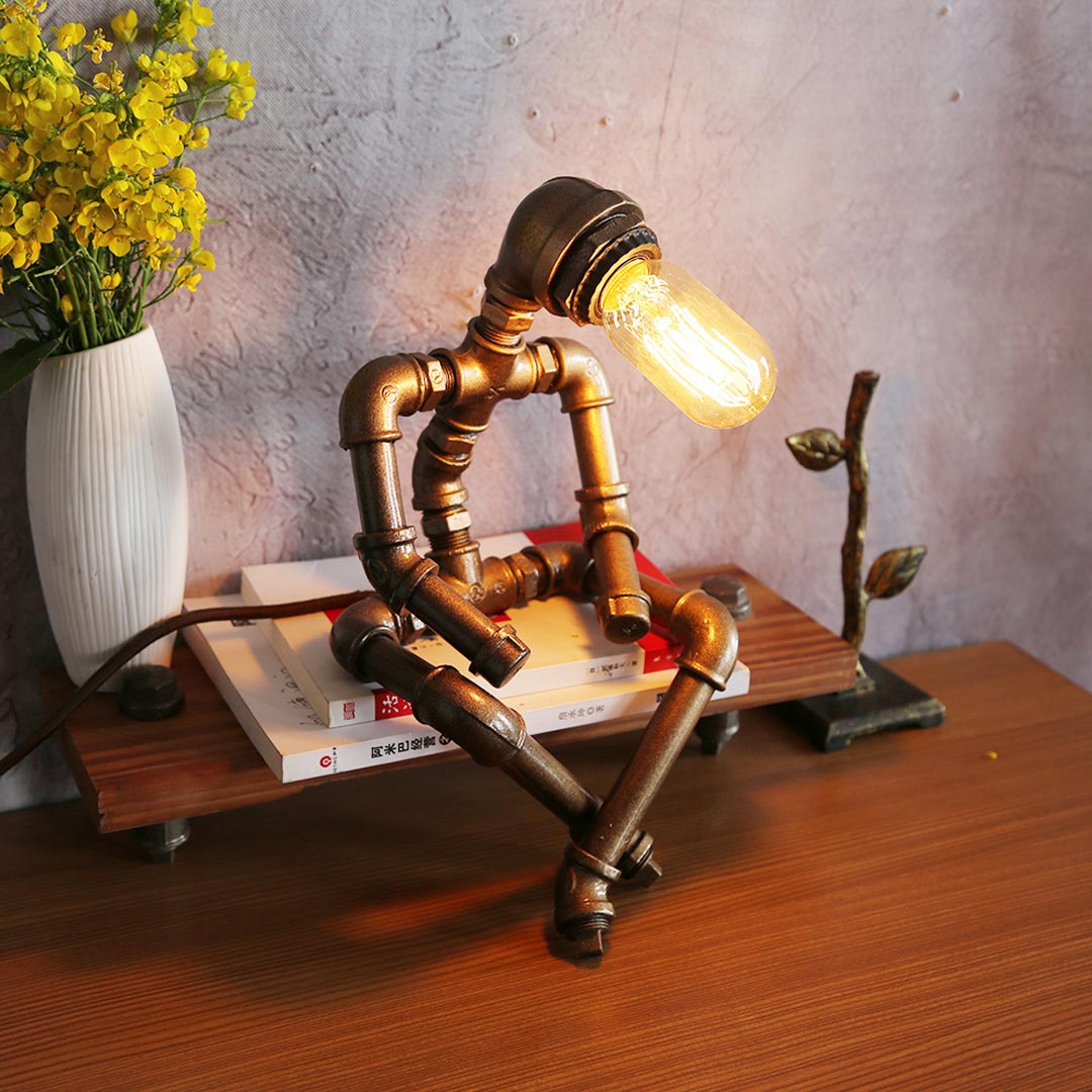 Lampe Steampunk Robot Industriel