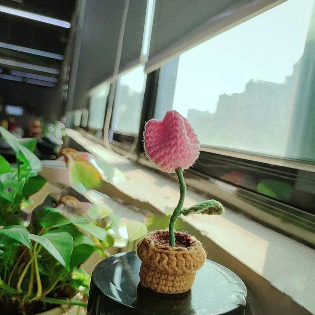 Handmade Knitted Crochet Potted Flowers
