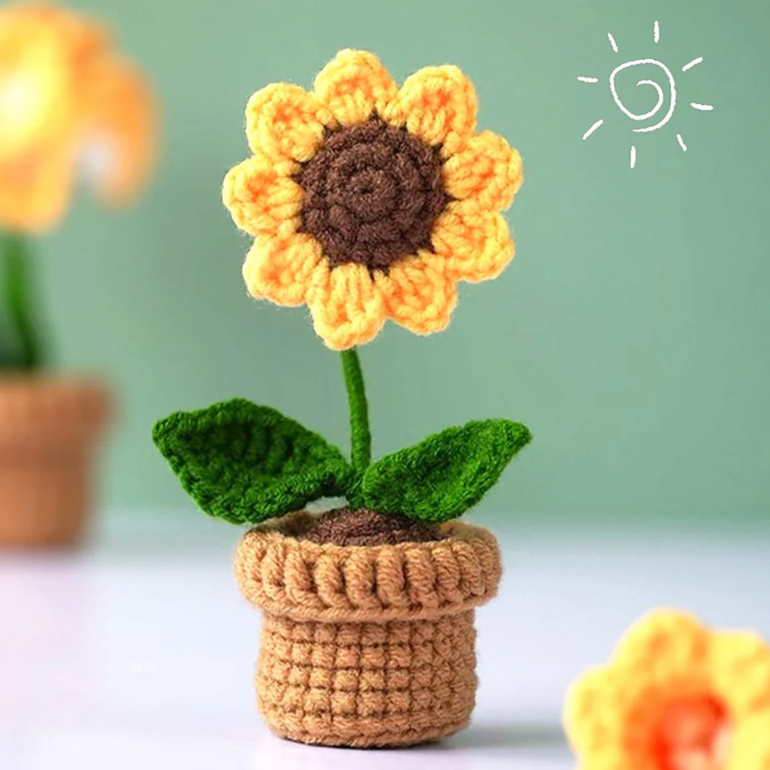 Handmade Knitted Crochet Potted Flowers