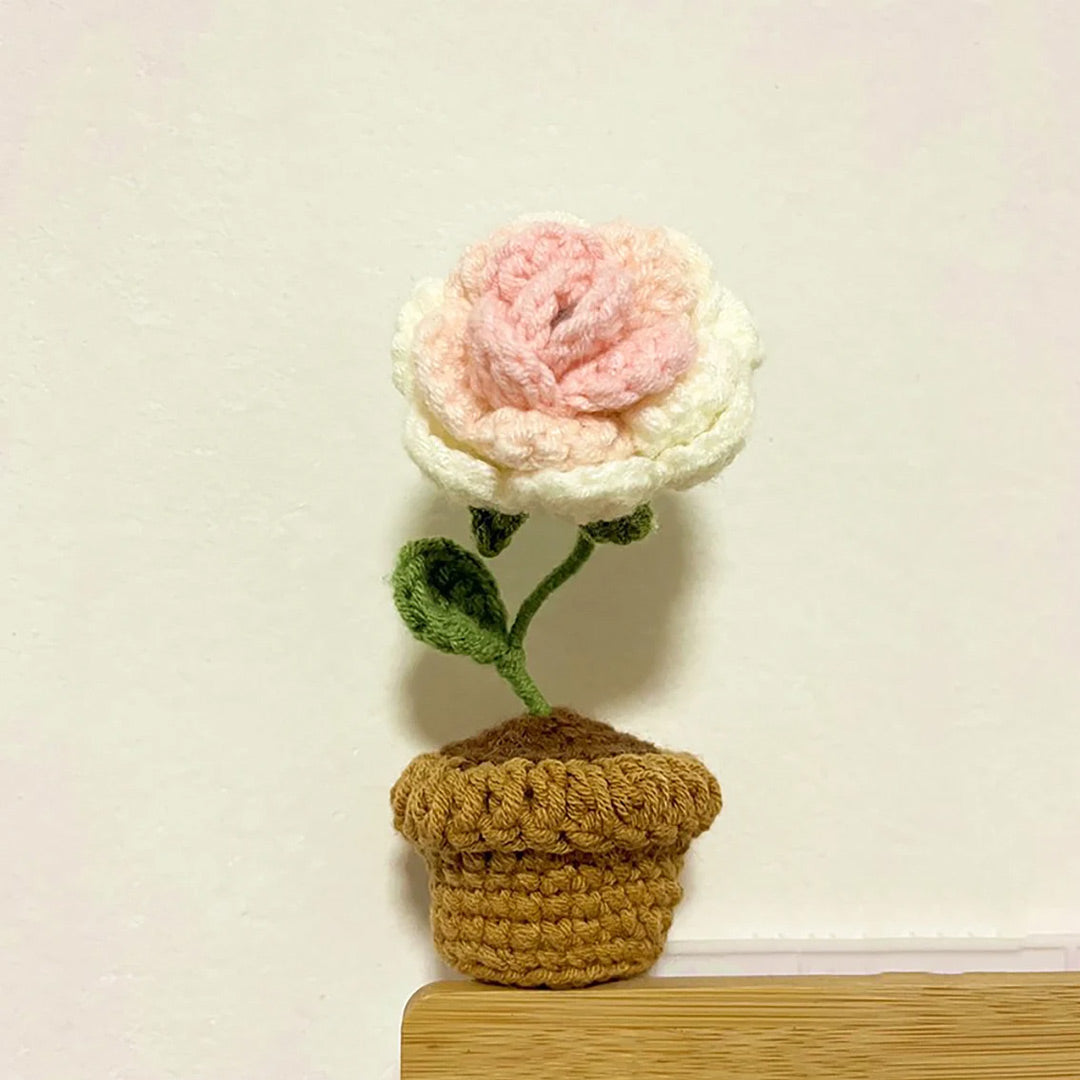 Handmade Knitted Crochet Potted Flowers