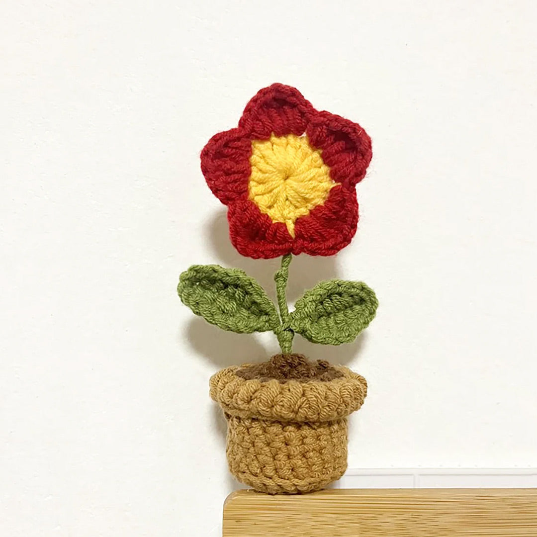 Handmade Knitted Crochet Potted Flowers