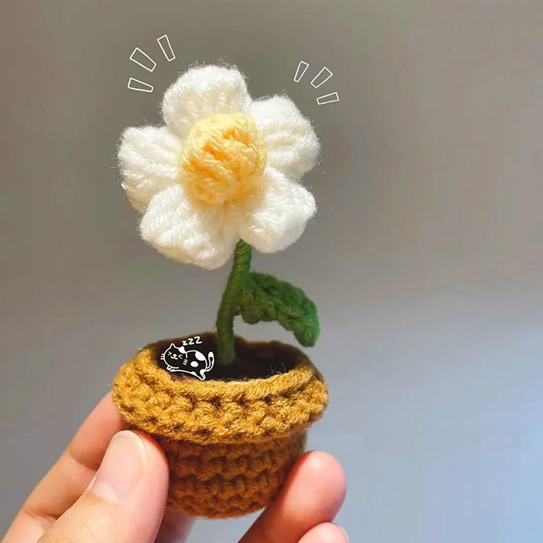 Handmade Knitted Crochet Potted Flowers