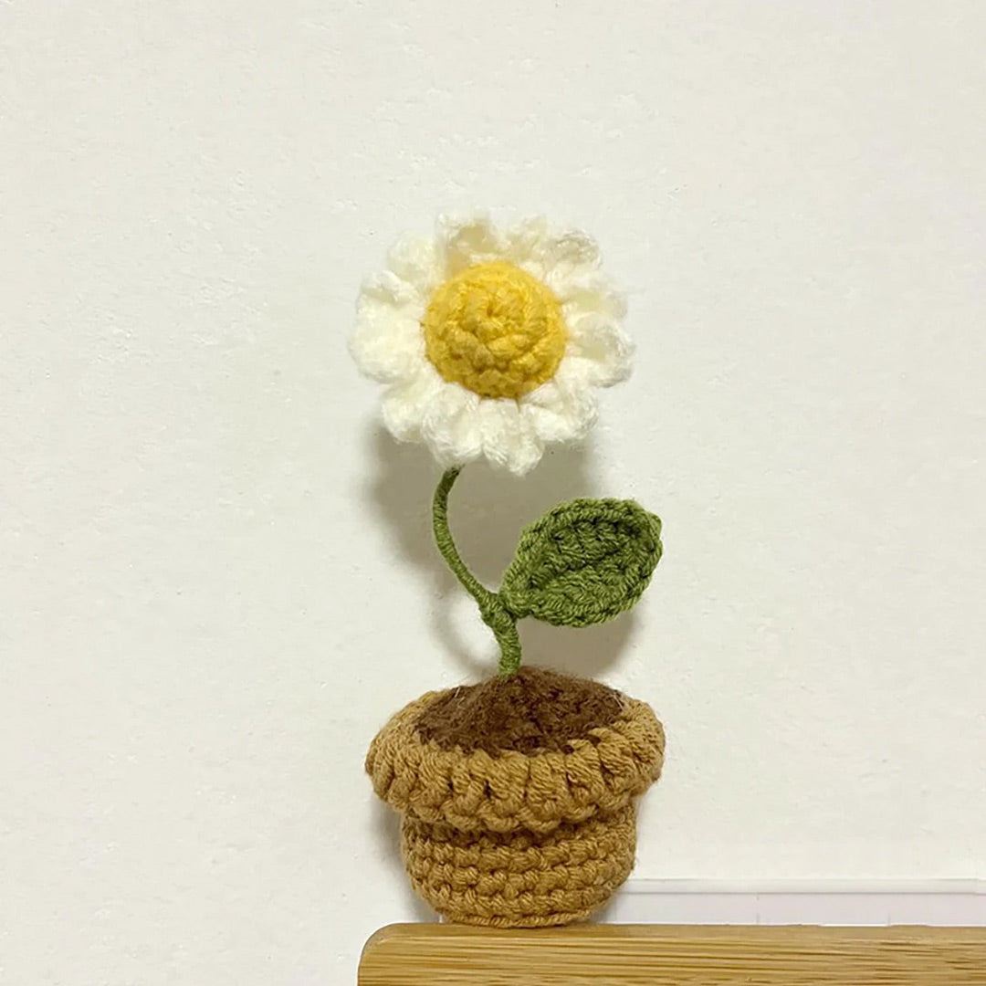 Handmade Knitted Crochet Potted Flowers