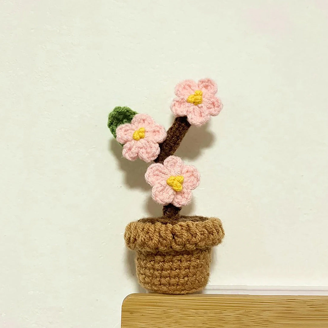 Handmade Knitted Crochet Potted Flowers