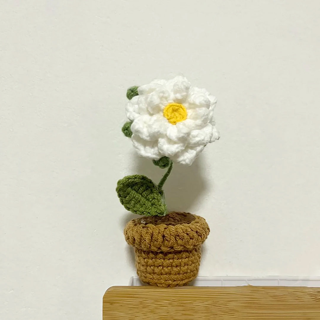 Handmade Knitted Crochet Potted Flowers