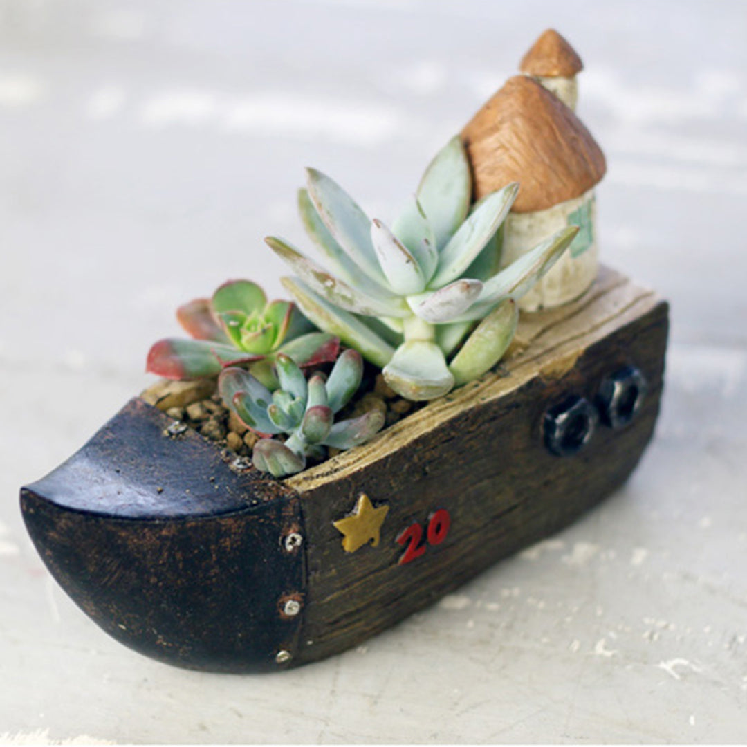 Simulation Woodgrain Plant Pot