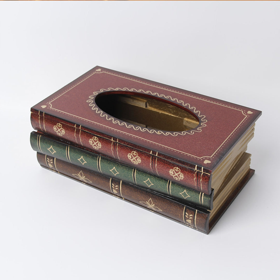 Wooden Book Tissue Box