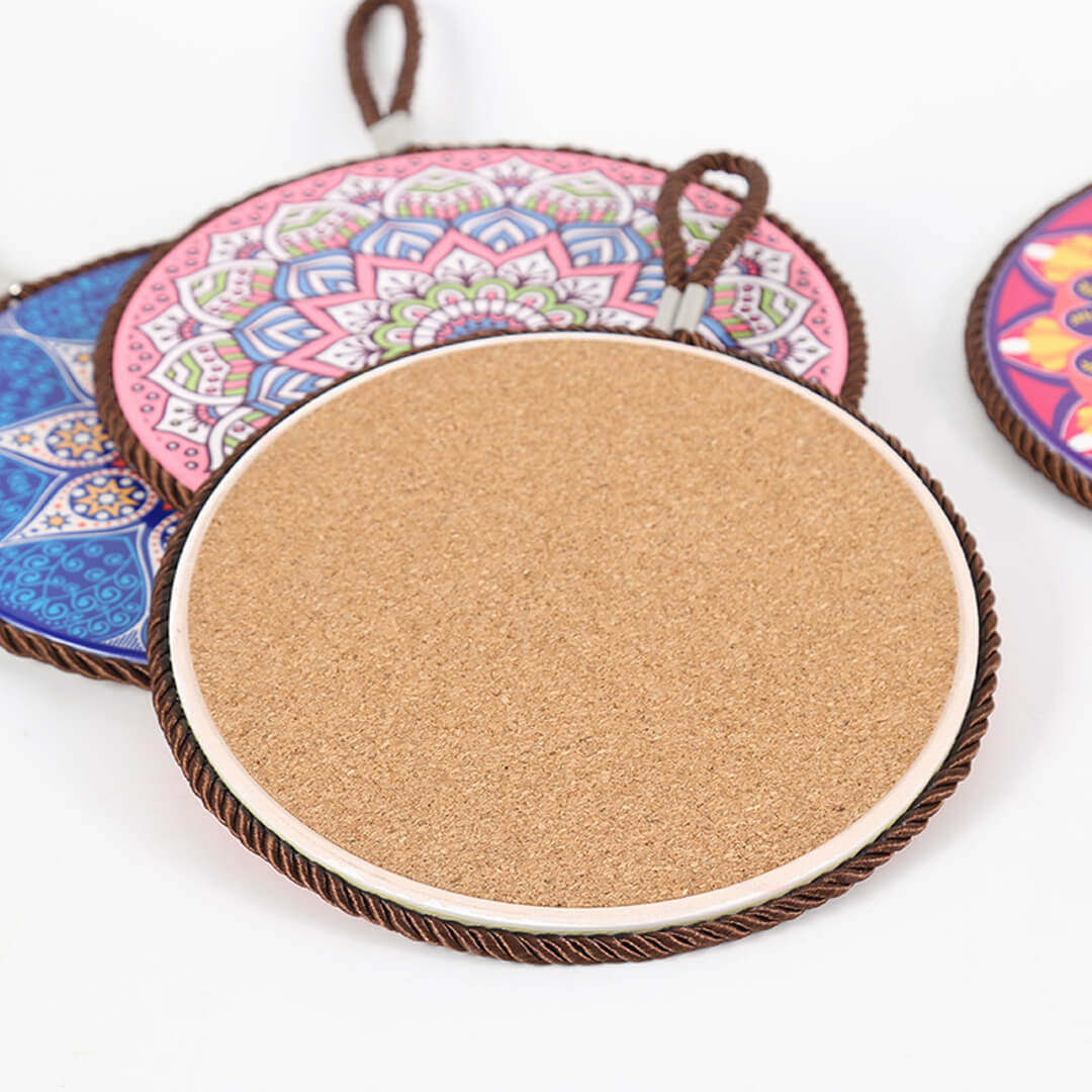 Mandala Print Ceramic Cork Insulation Pad