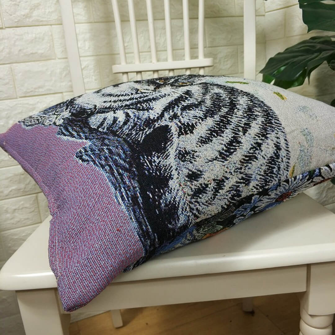 Cat Print Cotton Linen Pillow Cover