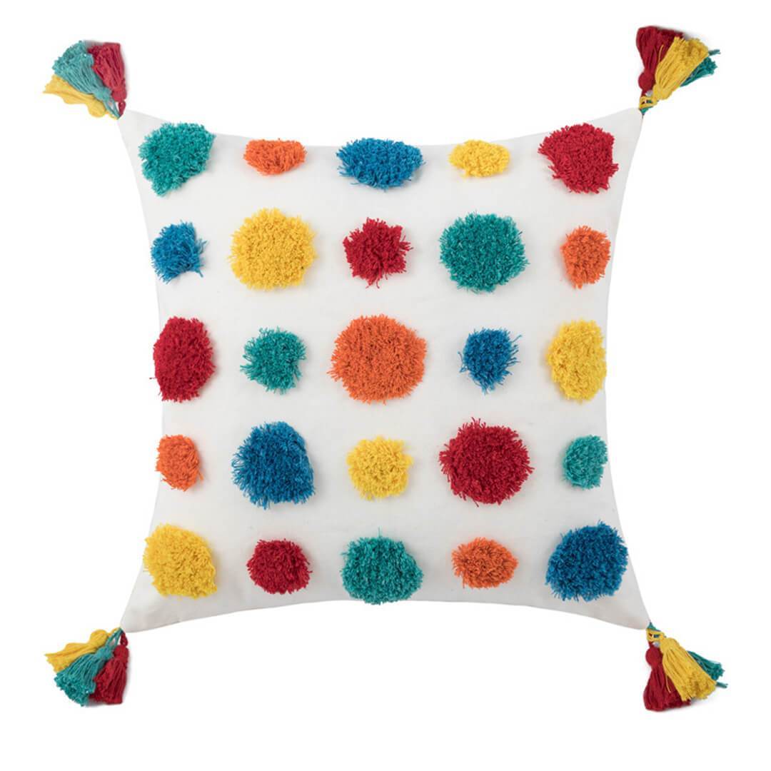 Housses de coussin capitonnées à pampilles marocaines