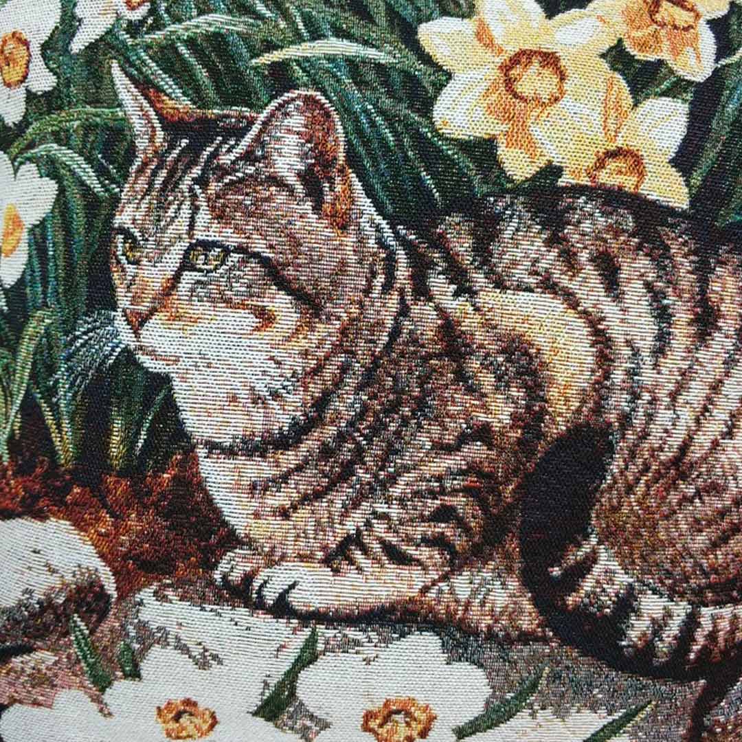 Kissenbezug aus Baumwolle und Leinen mit Katzenmuster
