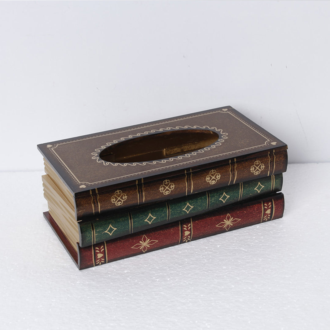 Wooden Book Tissue Box