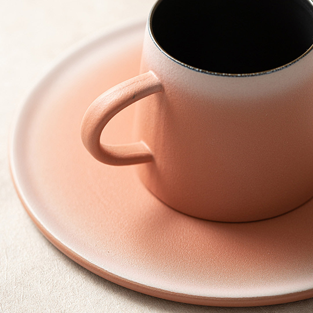 Ceramic Coffee Mug With Saucer & Spoon