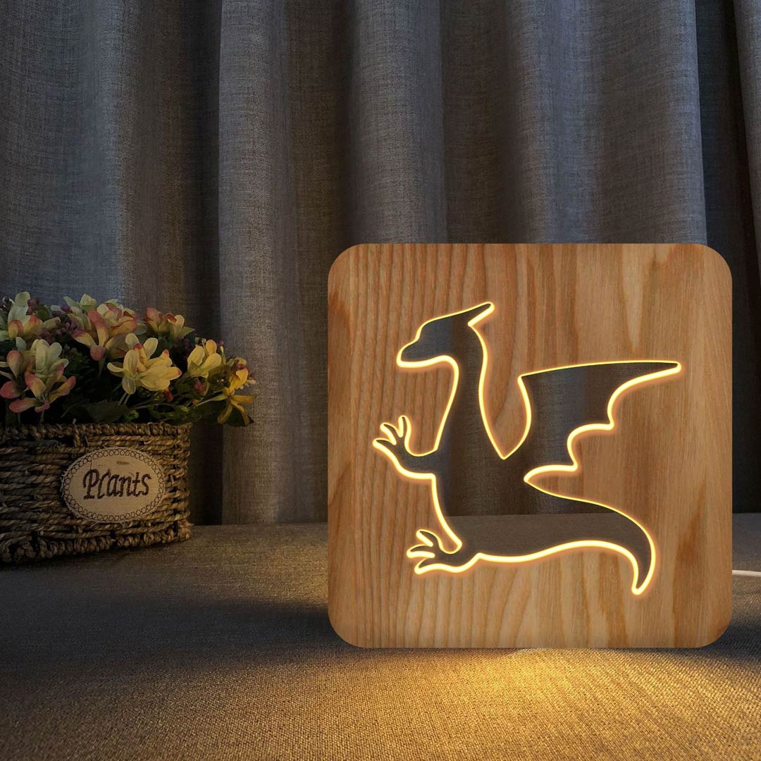 Luce notturna in legno alimentata tramite USB