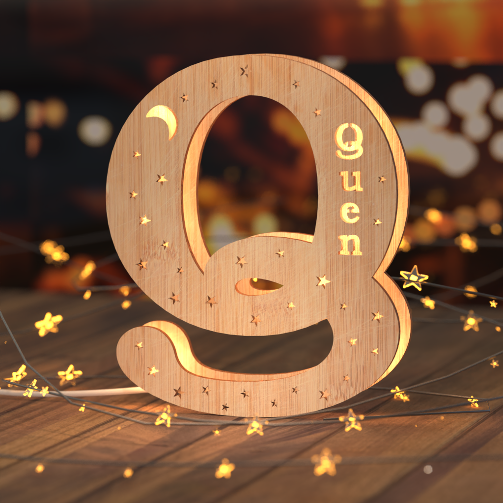 Luz nocturna personalizada con letras de madera