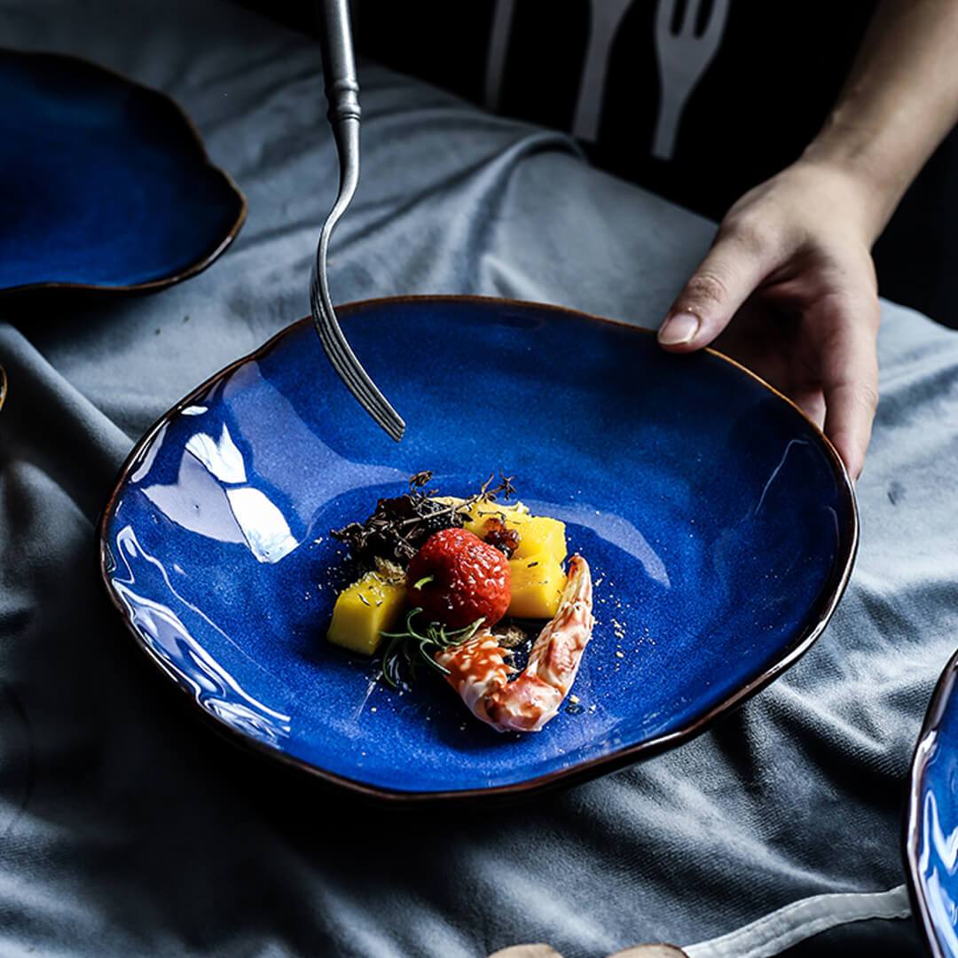 Assiettes Plates Bleu Foncé Ocean Waves