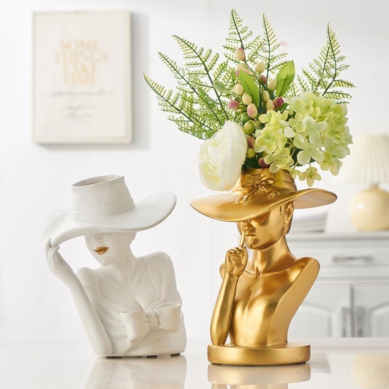 Modern Girl Statue Flower Vase