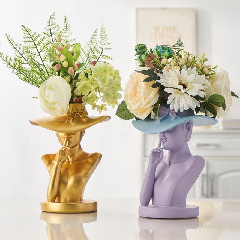 Modern Girl Statue Flower Vase