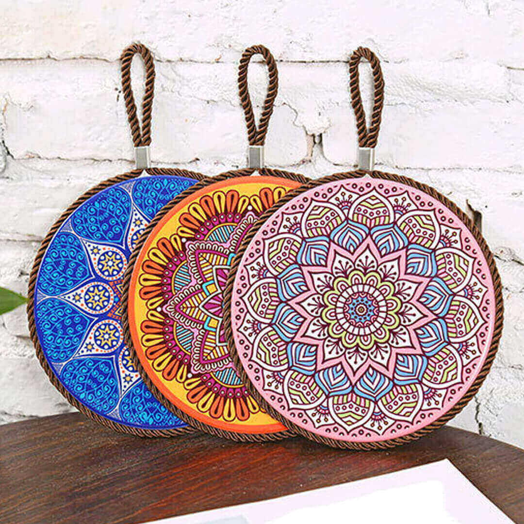 Mandala Print Ceramic Cork Insulation Pad