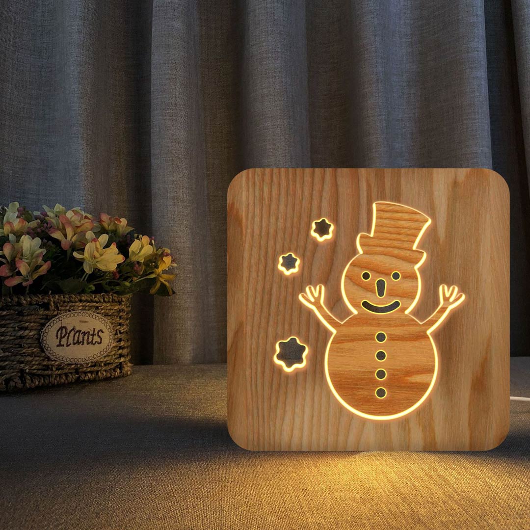 Luce notturna in legno alimentata tramite USB