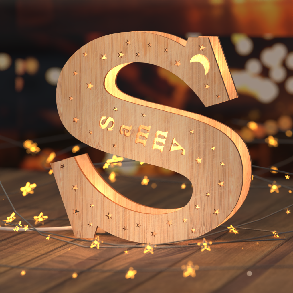 Luz nocturna personalizada con letras de madera