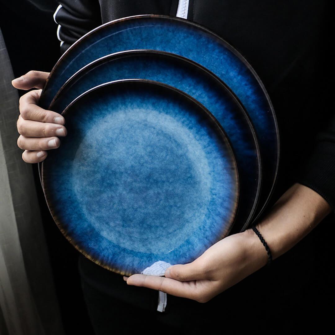 Ceramic Flat Dinner Plates Set