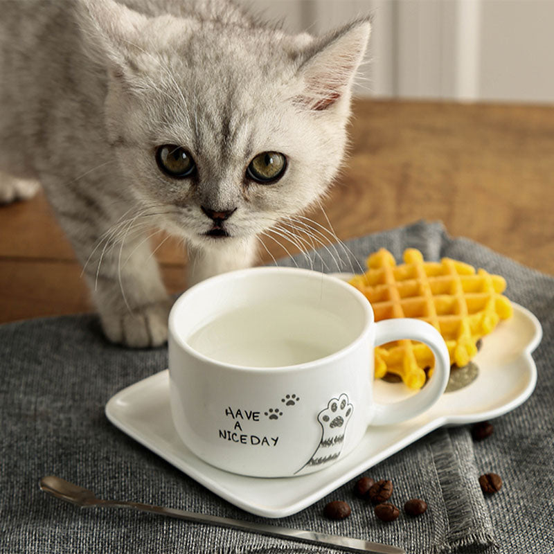 Cute Cat Paw Ceramic Coffee Mug Set