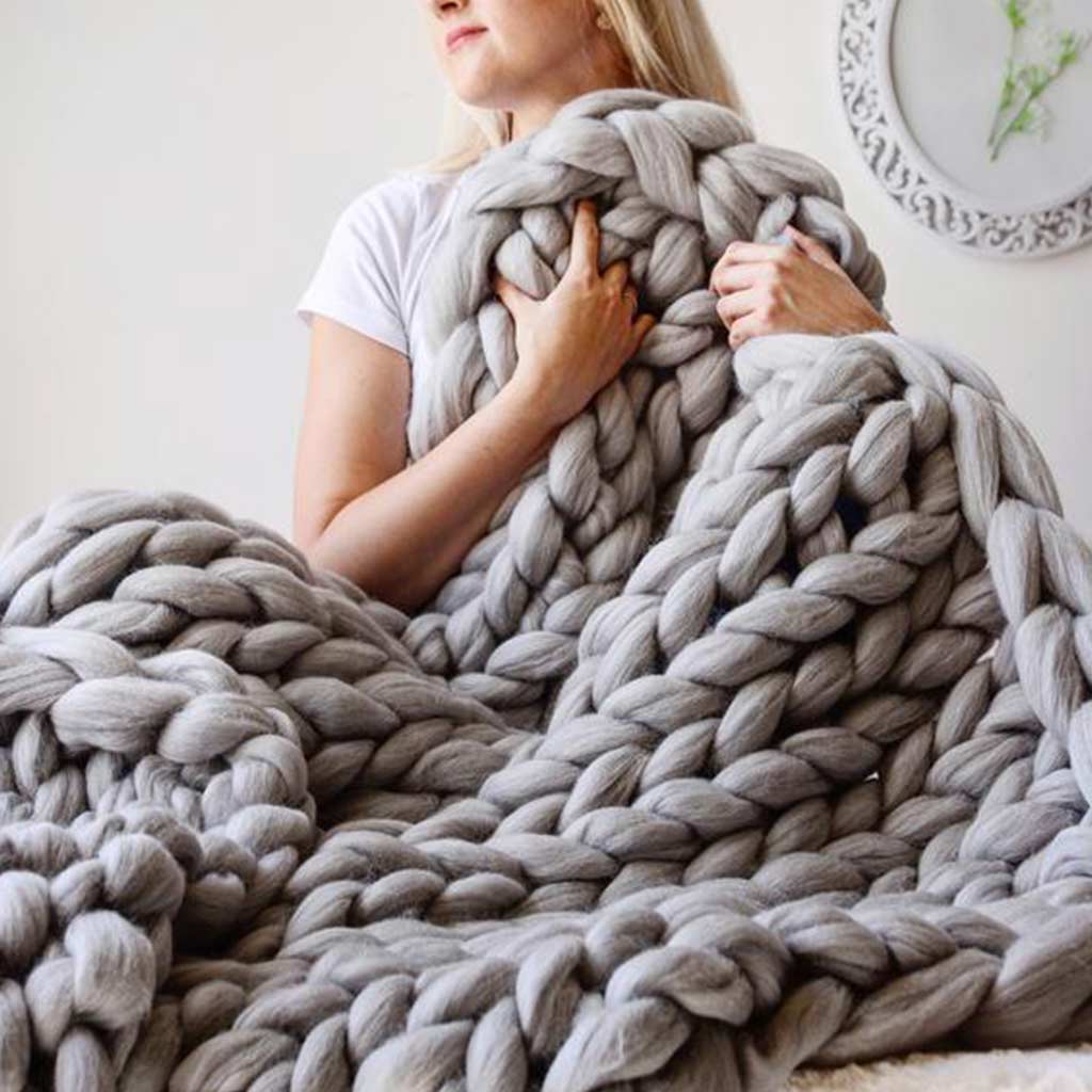 Chunky Wool Knit Blanket