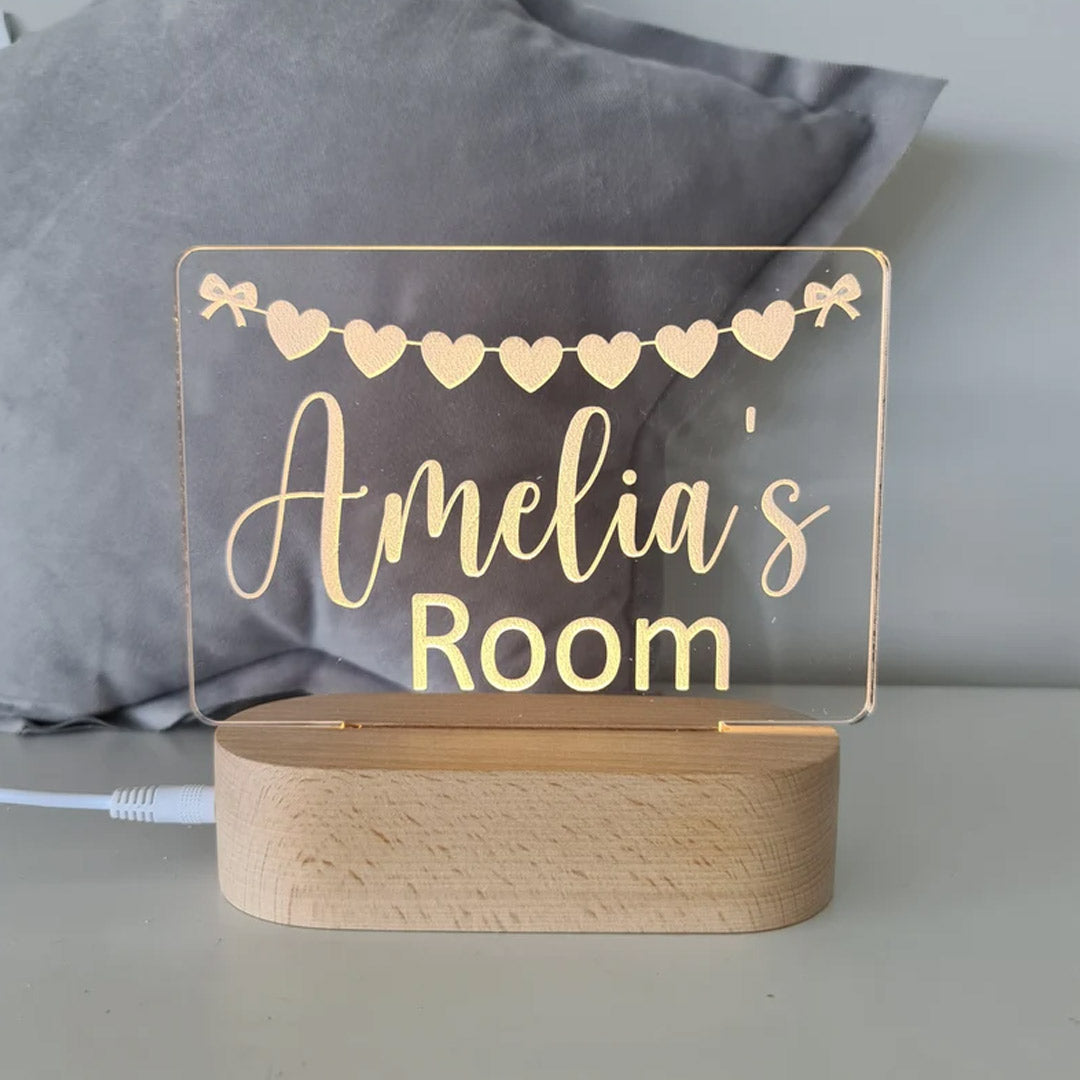 Personalized Heart Bunting Night Light