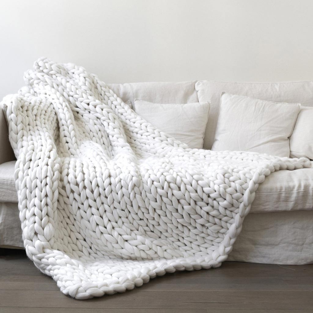Chunky Wool Knit Blanket
