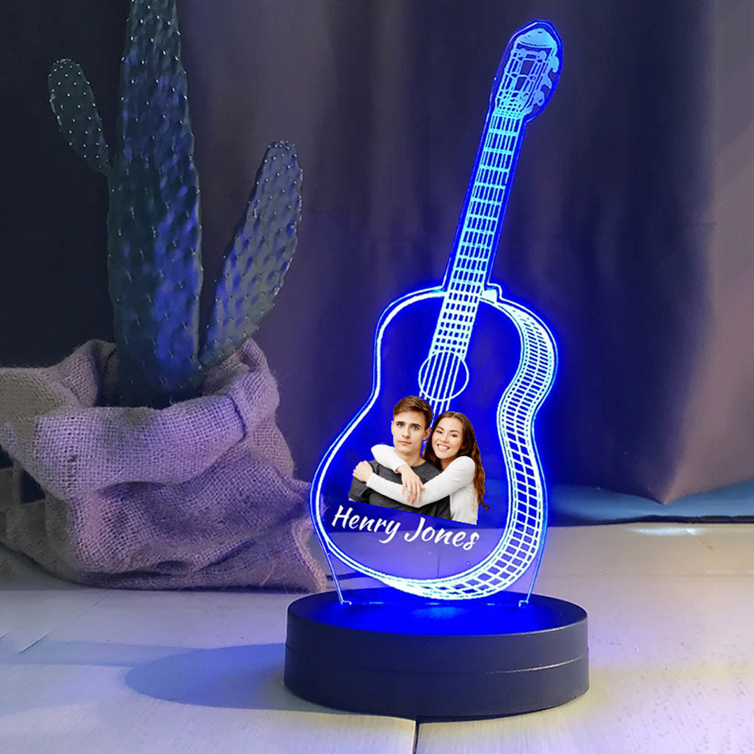 Custom Acrylic Guitar Photo Lettering Night Light