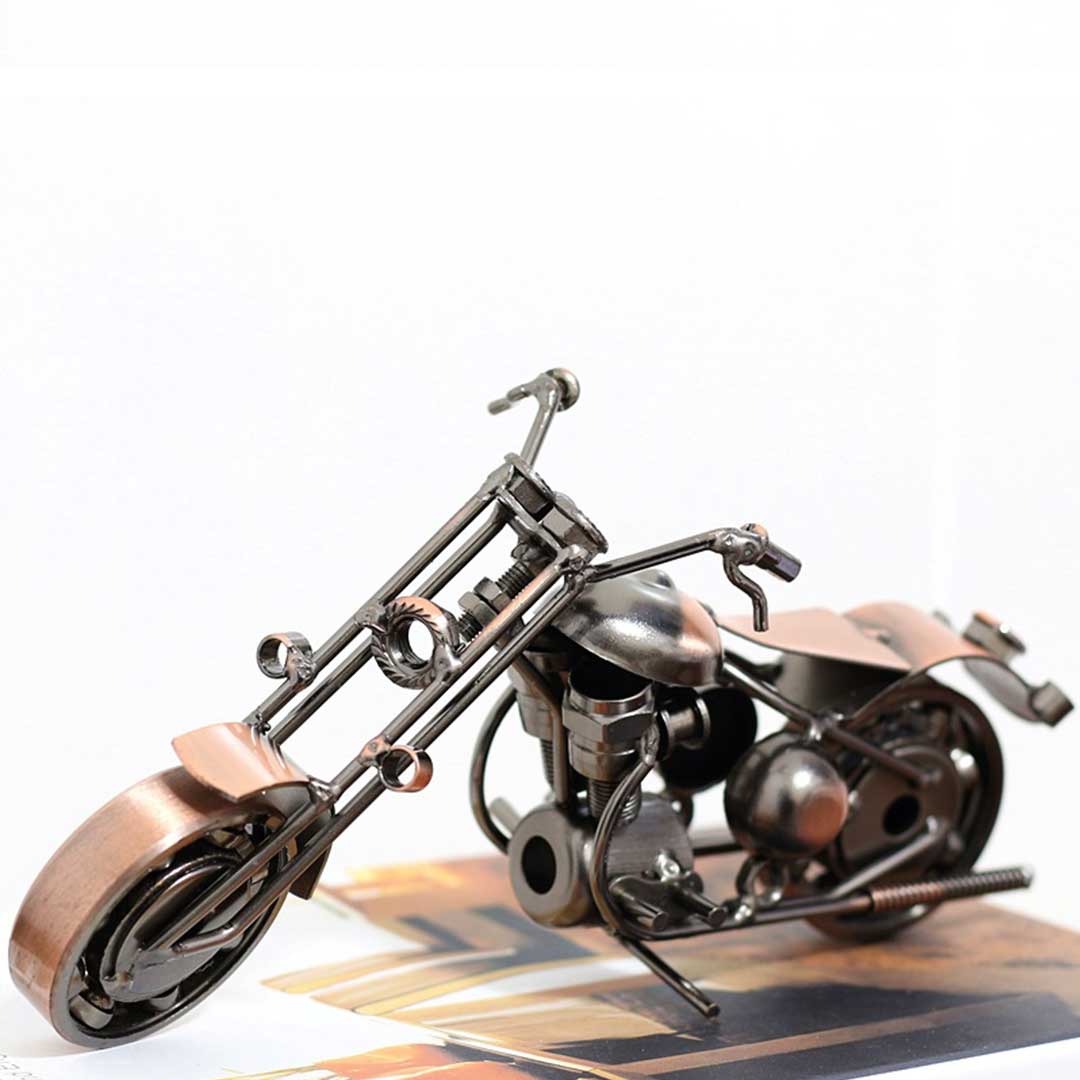 Handgefertigte Motorrad-Skulptur aus Metall