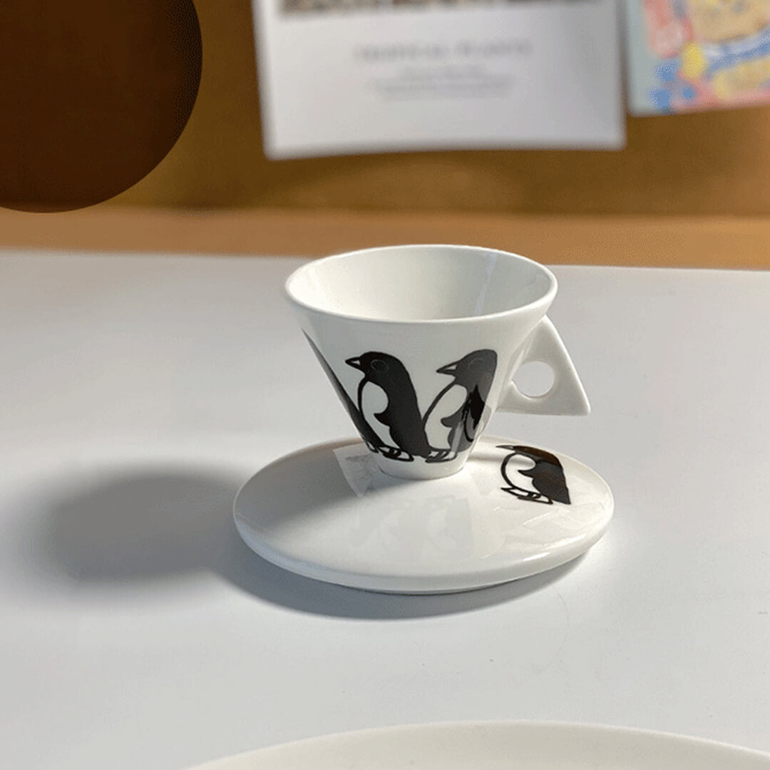 Penguin Printed Bone China Mug With Saucer