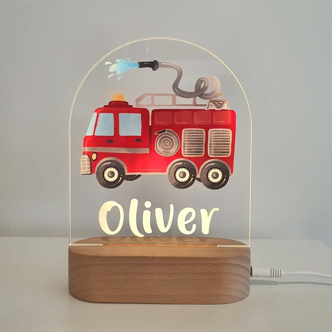 Personalized Fire Engine Truck Night Light