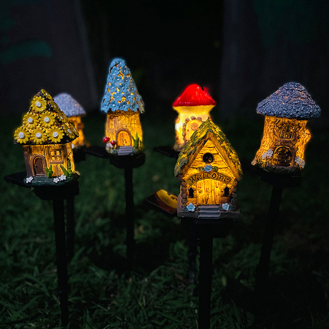 Garden House Statue Solar LED Lights