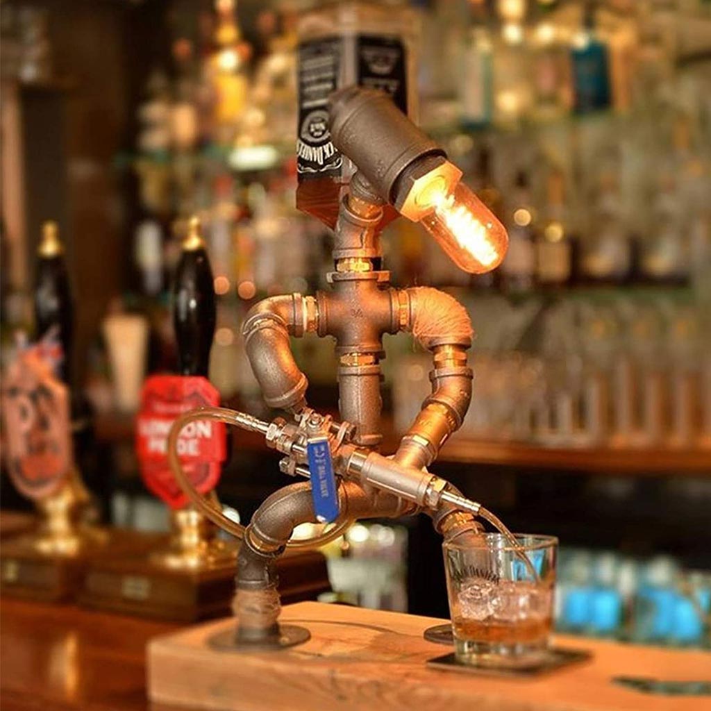 Steampunk Fireman Pipe Robot Lamp
