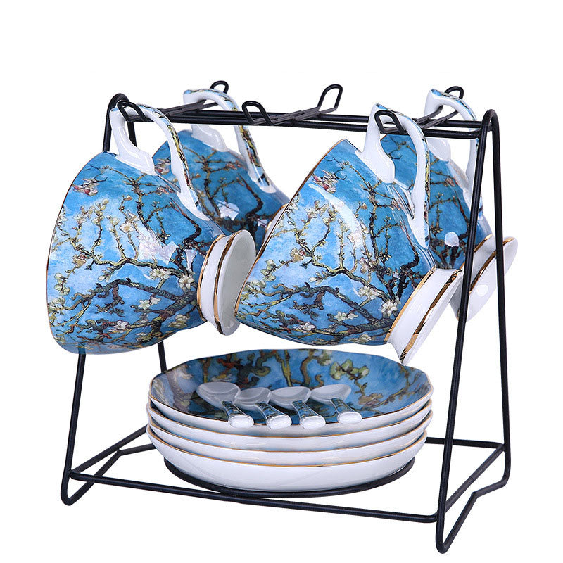 Van Gogh Paitings Teacup Set with saucer spoon and holder