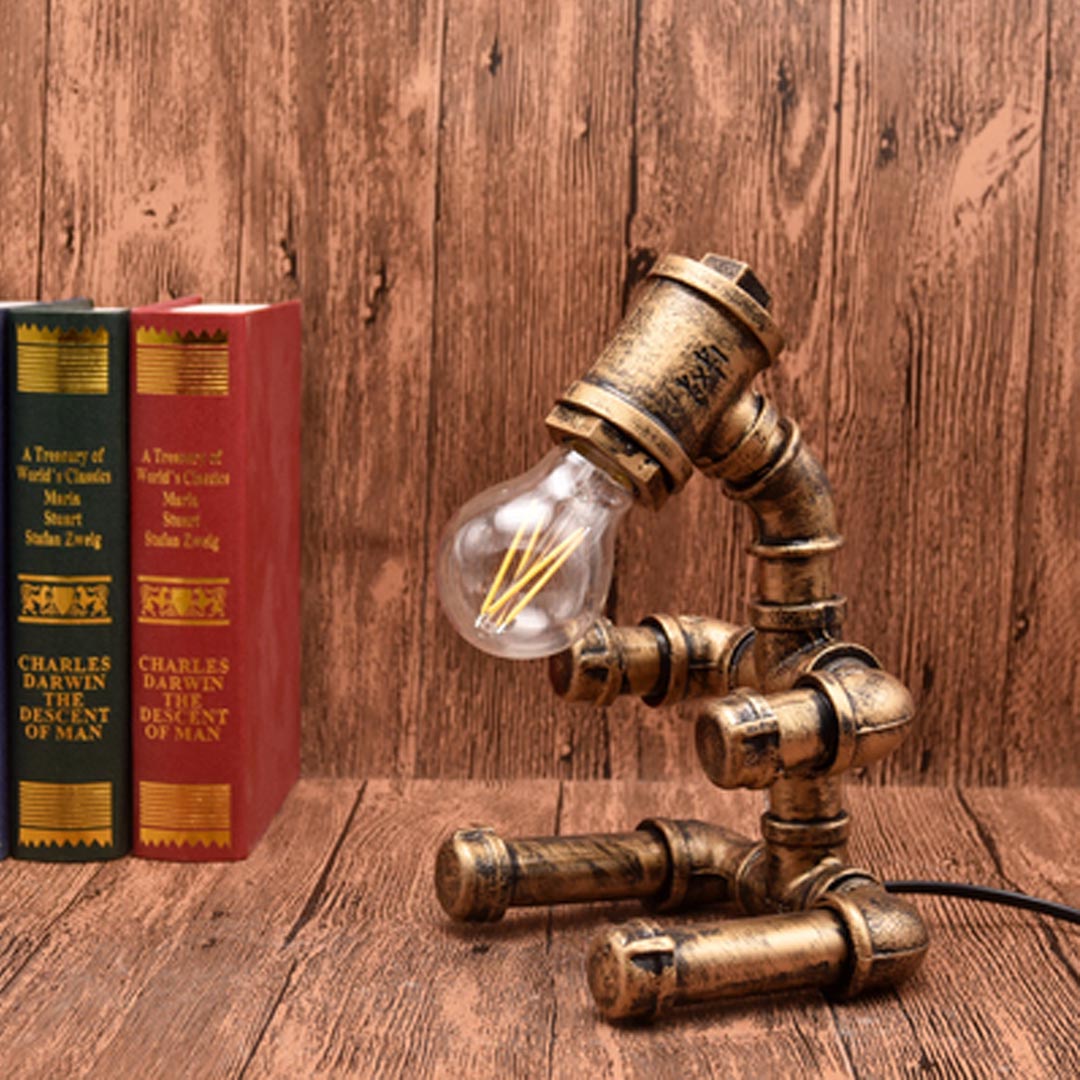 Retro-Punk-Pipe-Roboter-Tischlampe