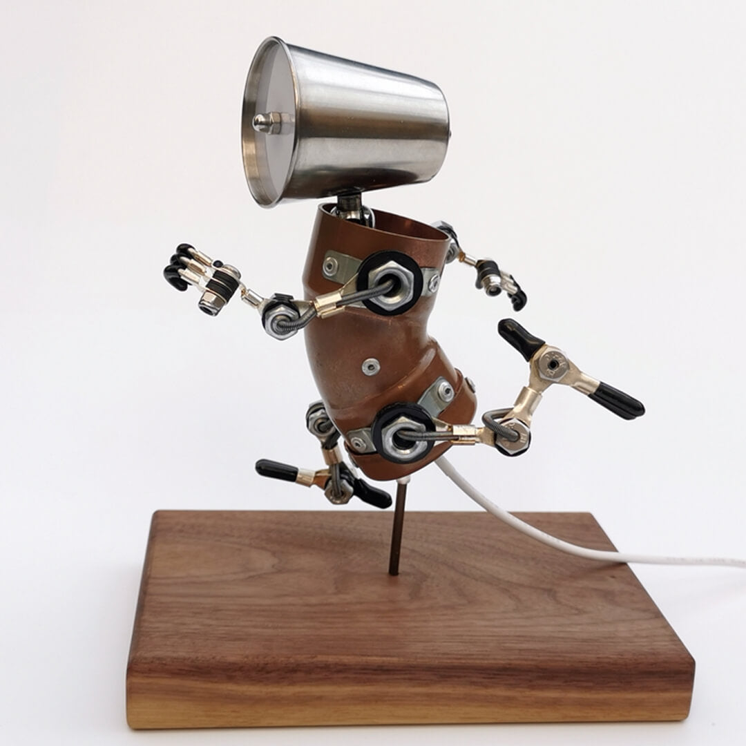Lampada robot da atleta in esecuzione Steampunk