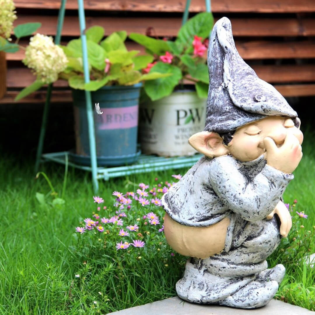Decoración de estatua de personaje de elfo de jardinería