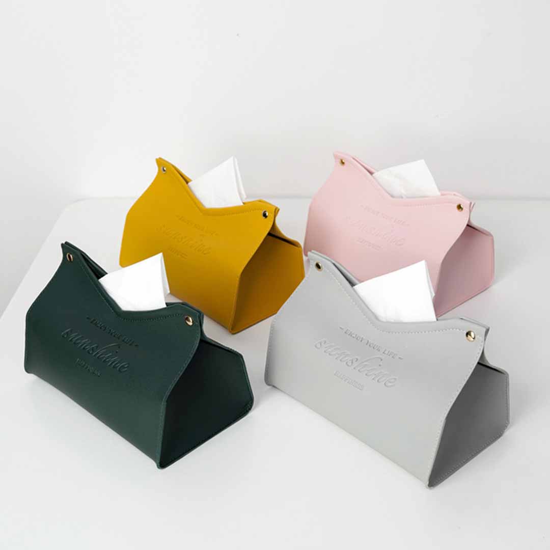 Caja de pañuelos de cuero