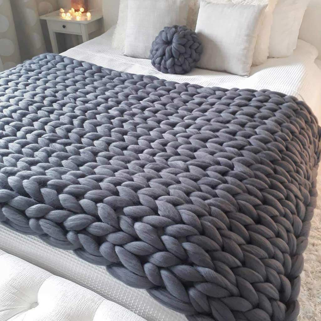 Chunky Wool Knit Blanket