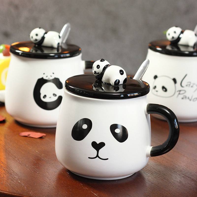 Tasse à café Panda avec couvercle et cuillère
