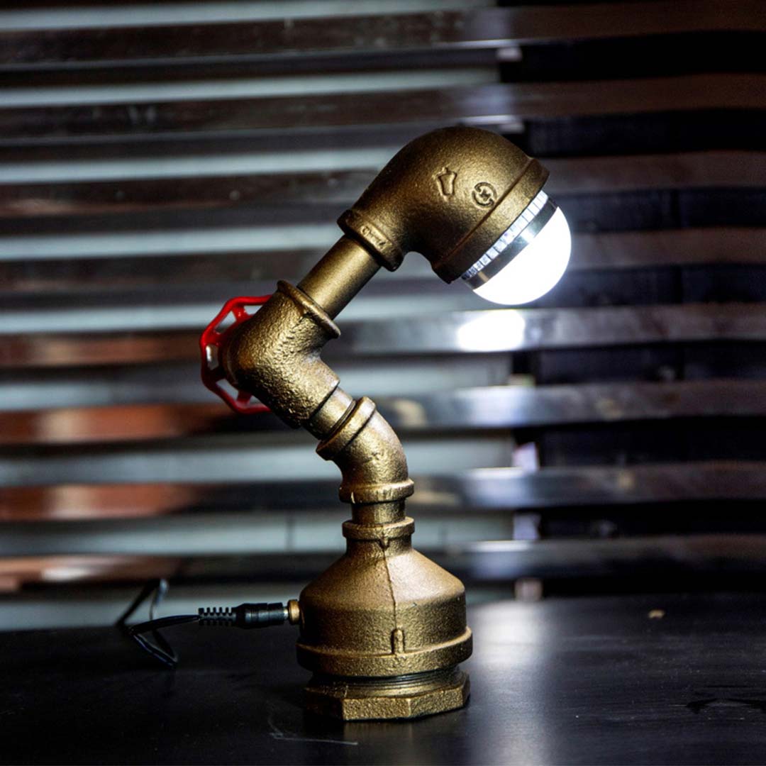 Industrial Table Lamp with Valve Switch