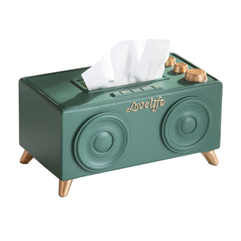 Caja de pañuelos de audio de música retro