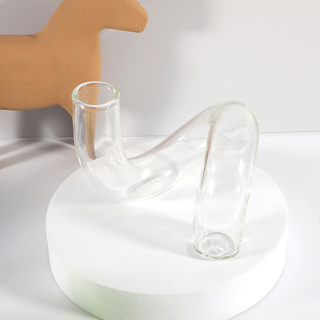 Vase bougeoir en verre torsadé