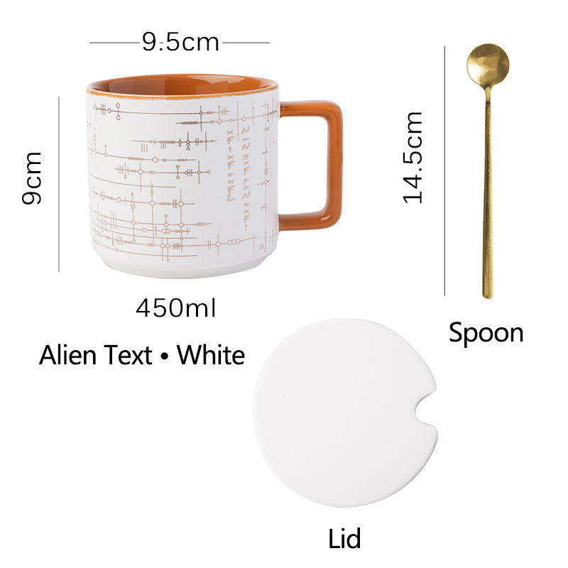 Taza de café de fórmula matemática con tapa y cuchara
