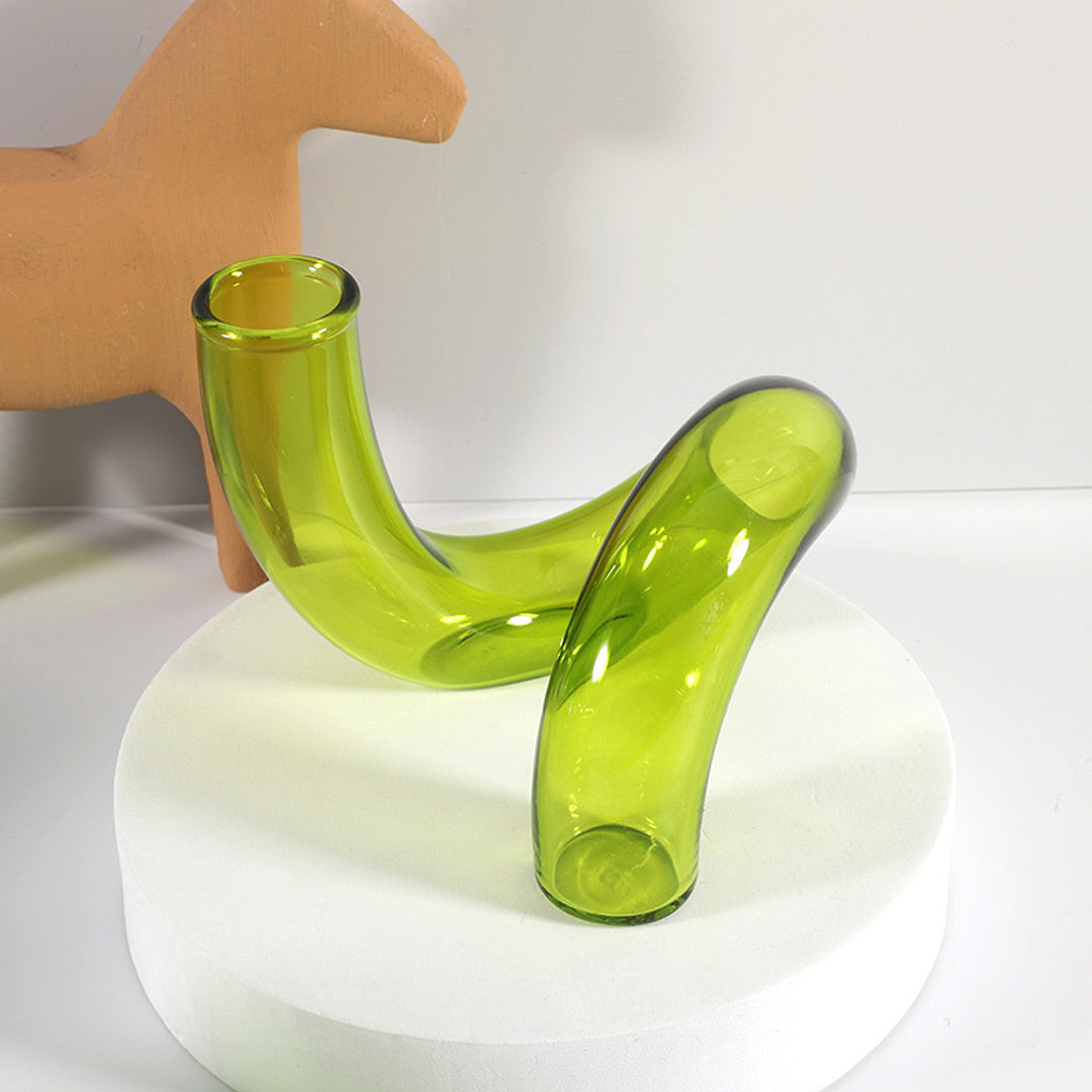 Vase bougeoir en verre torsadé