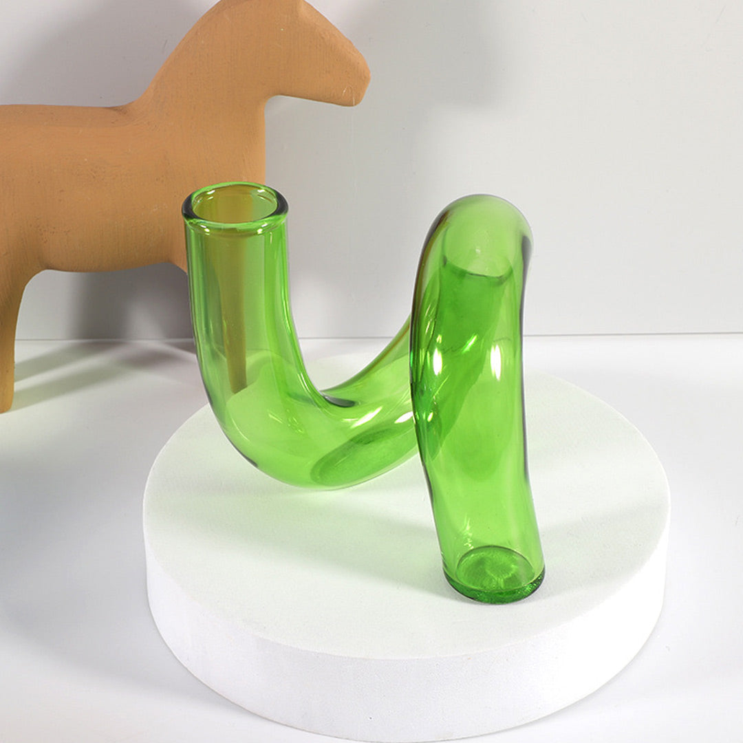 Vase bougeoir en verre torsadé